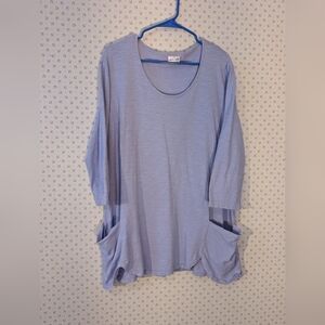 Prairie Cotton L Lavender Tunic Pockets lagenlook boho prairie core layer